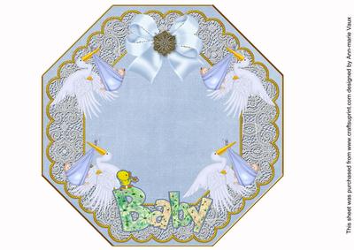 Baby Boy Blue Lace Octagon 8inch Picture Sheet