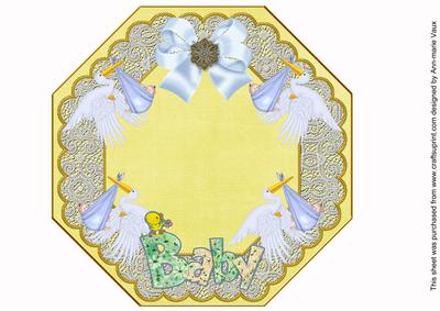 Baby Boy Lemon Lace Octagon 8inch Picture Sheet