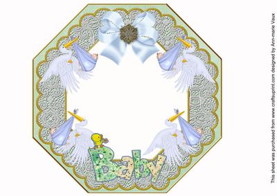 Baby Boy Mint Lace Octagon 8inch Frame Picture Sheet