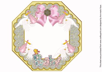 Baby Girl Lemon Lace Octagon 8inch Frame Picture Sheet