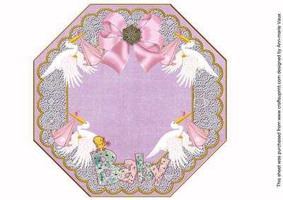Baby Girl Lilac Lace Octagon 8inch Picture Sheet