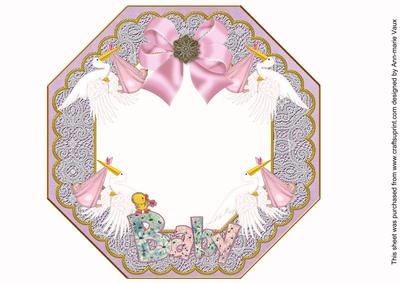 Baby Girl Lilac Lace Octagon 8inch Frame Picture Sheet