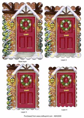 Christmas 25th Dec Door Scallop Edge Pyramid Toppers
