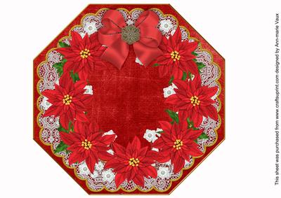 Red Poinsettias 1 Lace Octagon 8inch Picture Sheet