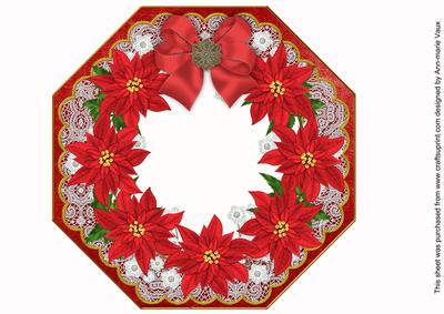 Red Poinsettia 1 Octagon 8inch Frame Picture Sheet