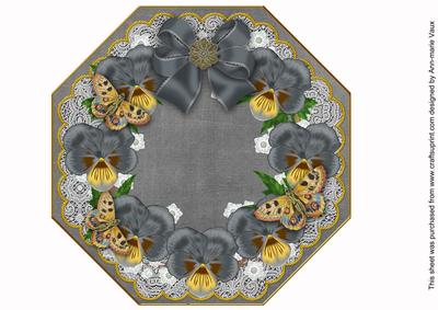 Silver Pansy Lace Octagon 8inch Picture Sheet