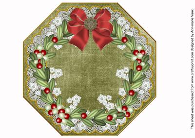 Mistletoe Olive Lace Octagon 8inch Picture Sheet