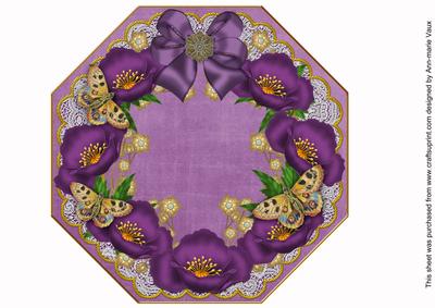 Deep Purple Poppy Lace Octagon 8inch Picture Sheet