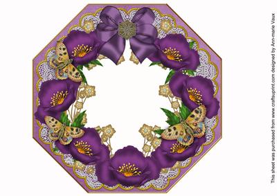 Deep Purple Poppy Lace Octagon 8inch Frame Picture Sheet