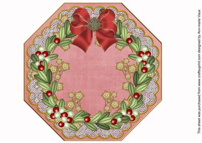 Mistletoe Gold Pink Lace Octagon 8inch Picture Sheet