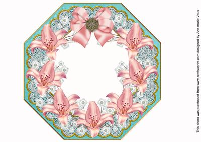 Pink Lily Teal Lace Octagon 8in Frame Picture Sheet
