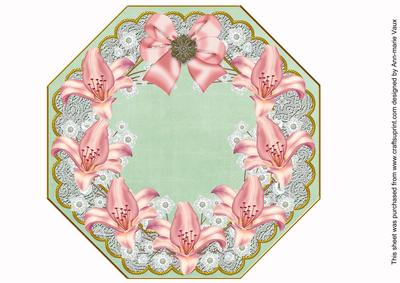 Pink Lily Mint Lace Octagon 8inch Picture Sheet