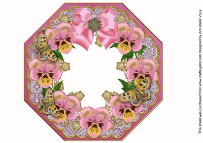 Pink Pansy Cerise Lace Octagon 8in Frame Picture Sheet