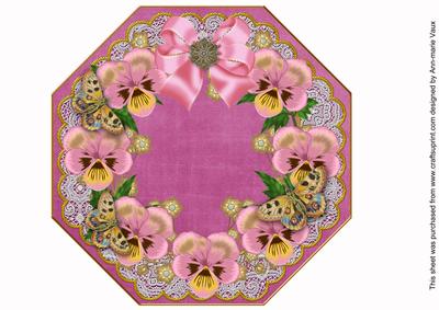 Pink Pansy Cerise Lace Octagon 8inch Picture Sheet