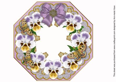White Lilac Pansy Lilac Lace Octagon 8in Frame Picture Sheet