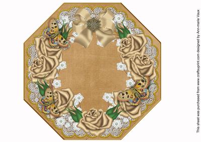 Coffee Roses Lace Octagon 8inch Picture Sheet