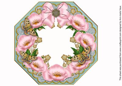 Pink Poppy Dusky Teal Lace Octagon 8inch Frame Sheet