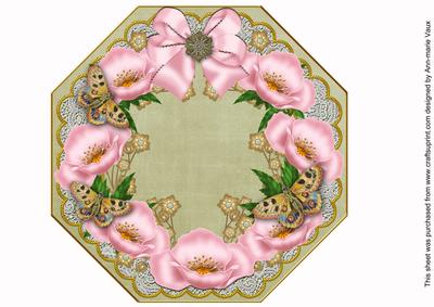 Pink Poppy Olive Lace Octagon 8inch Picture Sheet