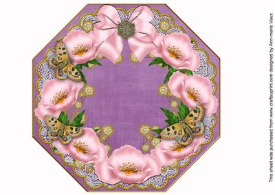 Pink Poppy Purple Lace Octagon 8inch Picture Sheet