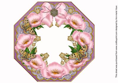 Pink Poppy Purple Lace Octagon 8inch Frame Sheet