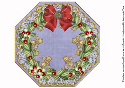Mistletoe Blue Gold Lace Octagon 8inch Picture Sheet