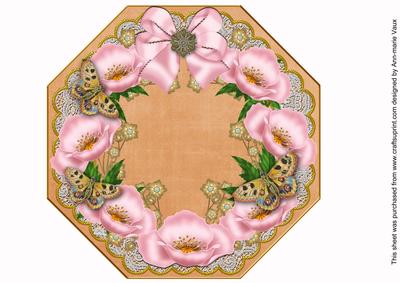 Pink Poppy Burnt Orange Lace Octagon 8inch Picture Sheet