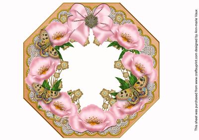 Pink Poppy Burnt Orange Lace Octagon 8inch Frame Sheet