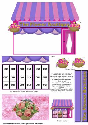 3D Rose Bouquet Flower Shop Window Decoupage