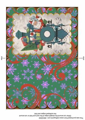Christmas Santas Train Scalloped Edge Card