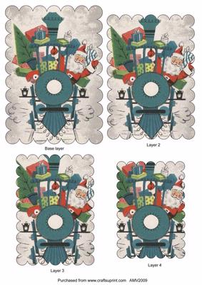 Christmas Santas Train Scallop Edge Pyramid Toppers