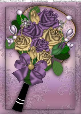 Ornate Lilac Roses Fan A4 Picture Sheet