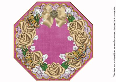 Coffee Roses Cerise Lace Octagon 8inch Picture Sheet