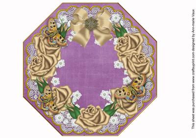 Coffee Roses Purple Lace Octagon 8inch Picture Sheet