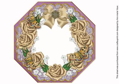Coffee Roses Purple Lace Octagon 8inch Frame Sheet
