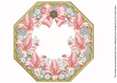 Pink Lillies Olive Lace Octagon 8inch Frame Sheet