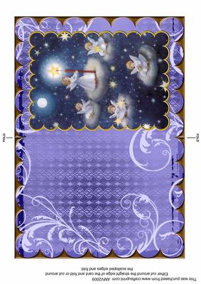 Christmas Angels Lite Up Sky Scallop Edge Card