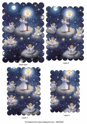 Christmas Angels Lite Up Sky Scallop Edge Pyramid