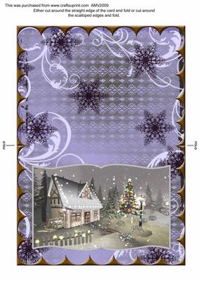 Christmas Country House 2 Scallop Edge Book Card