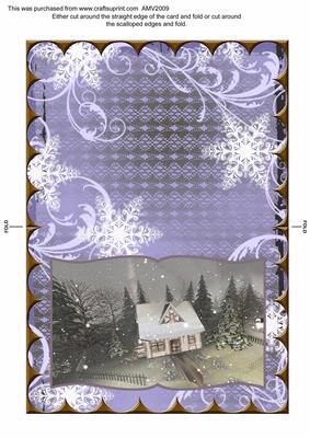Christmas Country House 3 Scallop Edge Book Card
