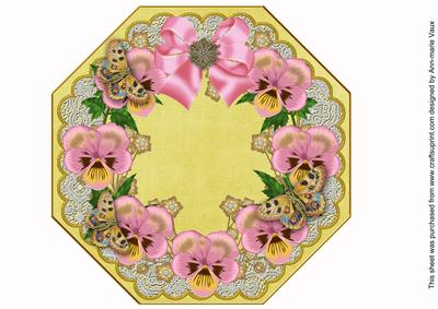 Pink Pansy Lemon Lace Octagon 8inch Picture Sheet