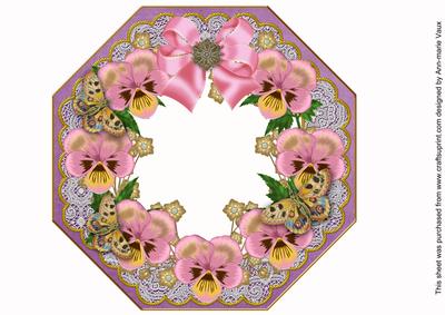 Pink Pansy Purple Lace Octagon 8inch Frame Sheet