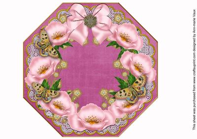 Pink Poppy Cerise Lace Octagon 8inch Picture Sheet
