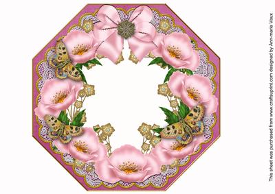 Pink Poppy Cerise Lace Octagon 8inch Frame Sheet