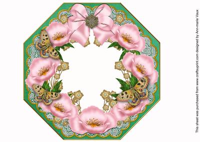 Pink Poppy Green Lace Octagon 8inch Frame Sheet
