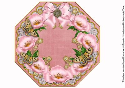 Pink Poppy Pink Lace Octagon 8inch Picture Sheet