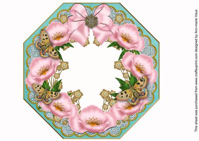 Pink Poppy Teal Lace Octagon 8inch Frame Sheet