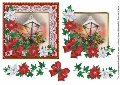 Christmas Lantern Poinsettia Decoupage Step by Step Sheet