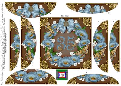Teal Chocolate Poppy 35 Ring 5in Round Spiral Edge Stacker
