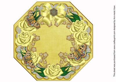 Lemon Roses Lace Octagon 8inch Picture Sheet