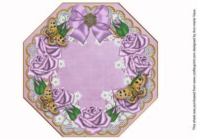 Lilac Roses Lace Octagon 8inch Picture Sheet